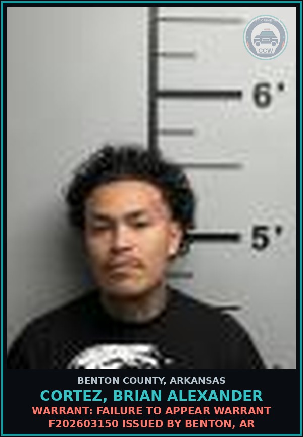 Booking mugshot of Cortez, Brian Alexander in Benton County