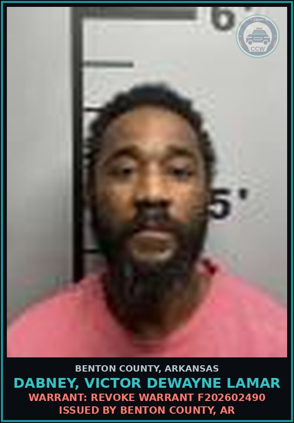 Booking mugshot of Dabney, Victor Dewayne Lamar in Benton County