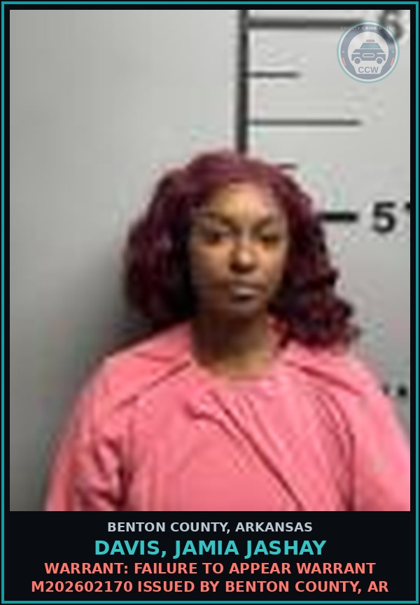 Booking mugshot of Davis, Jamia Jashay in Benton County