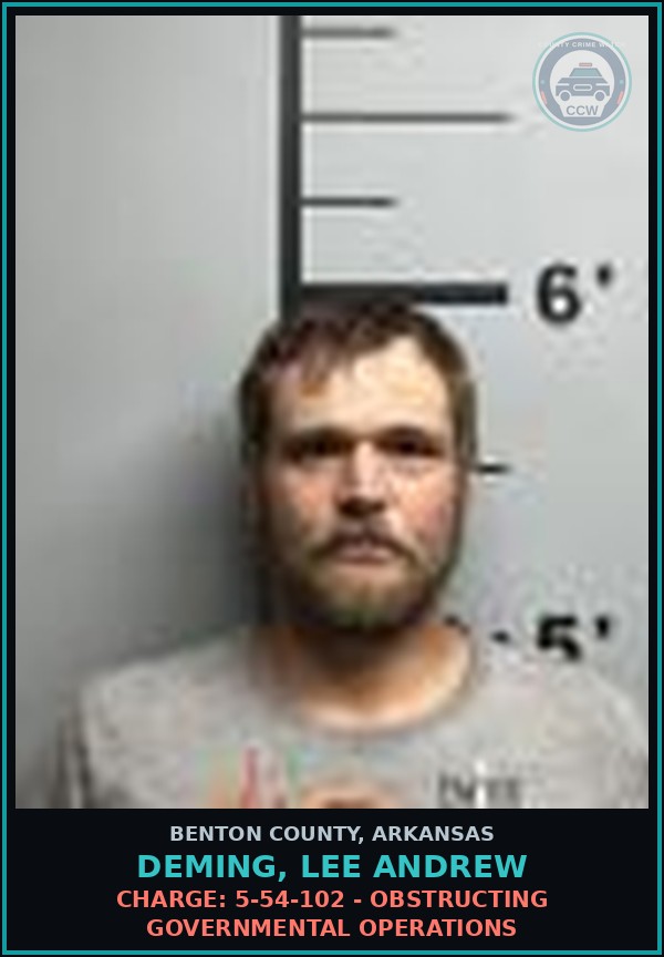 Booking mugshot of Deming, Lee Andrew in Benton County