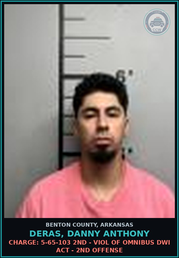Booking mugshot of Deras, Danny Anthony in Benton County