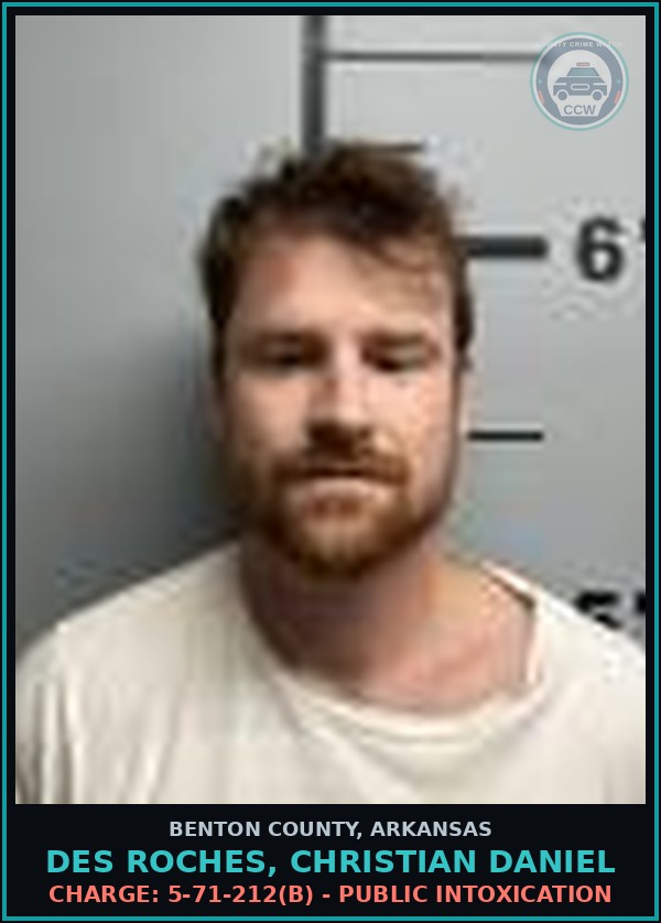 Booking mugshot of Des Roches, Christian Daniel in Benton County