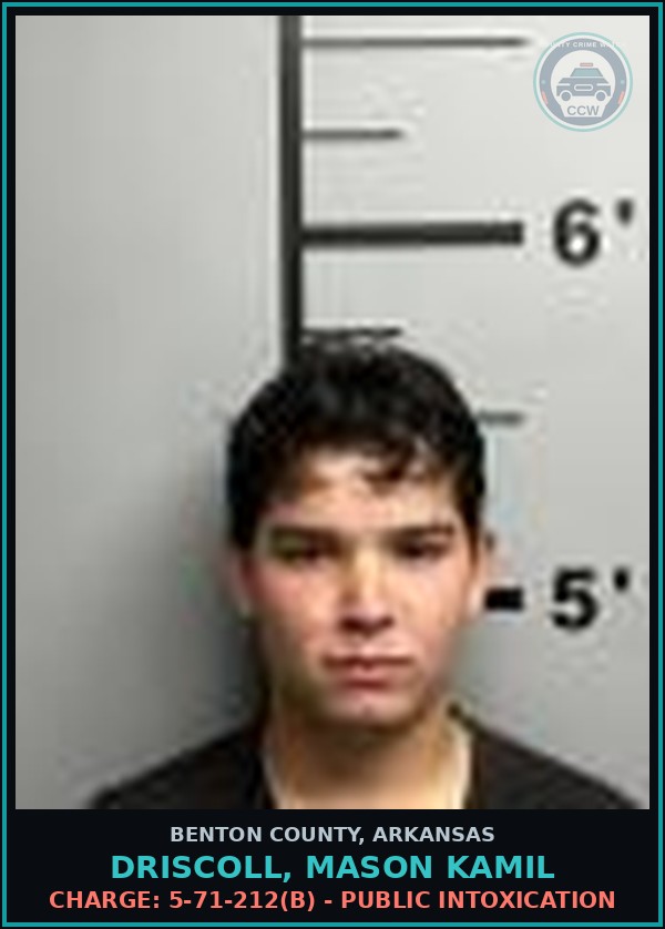 Booking mugshot of Driscoll, Mason Kamil in Benton County