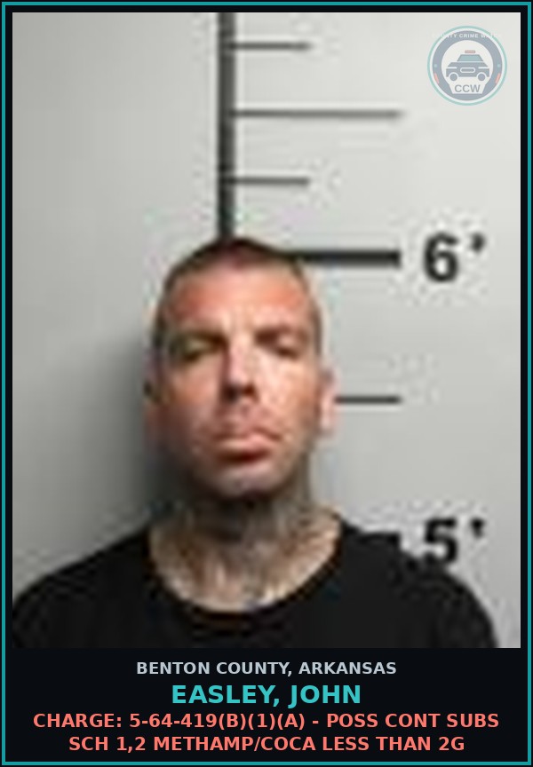 Booking mugshot of Easley, John in Benton County