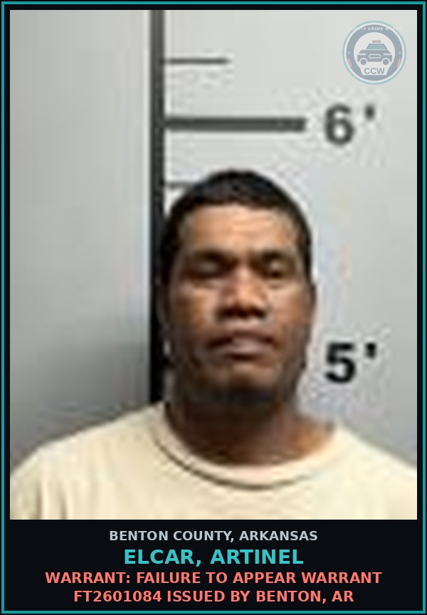 Booking mugshot of Elcar, Artinel in Benton County
