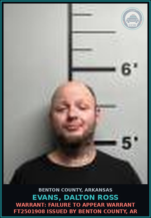 Booking mugshot of Evans, Dalton Ross in Benton County
