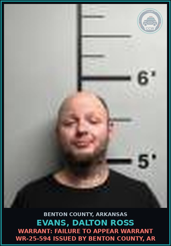 Booking mugshot of Evans, Dalton Ross in Benton County
