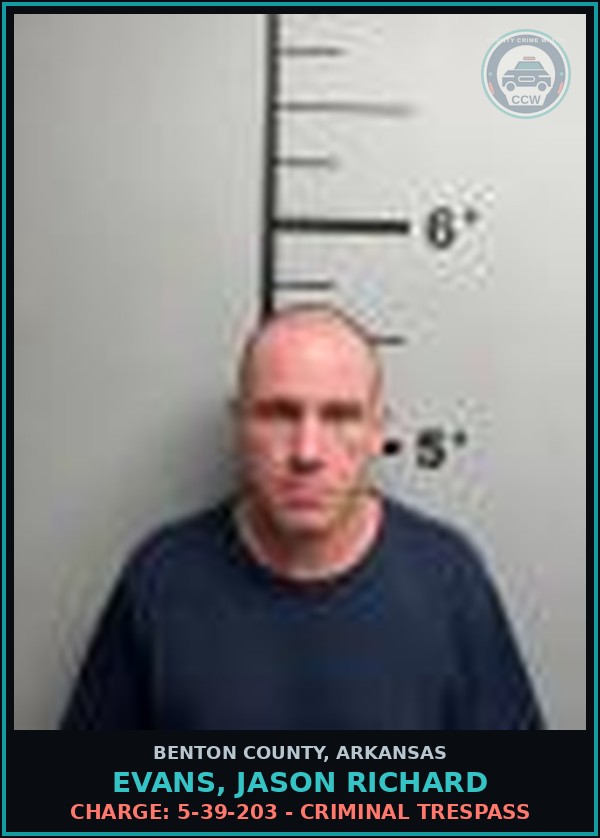 Booking mugshot of Evans, Jason Richard in Benton County