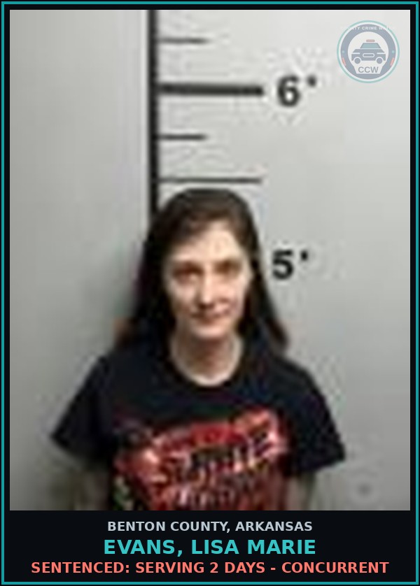 Booking mugshot of Evans, Lisa Marie in Benton County