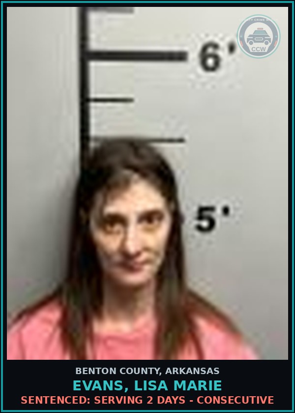 Booking mugshot of Evans, Lisa Marie in Benton County