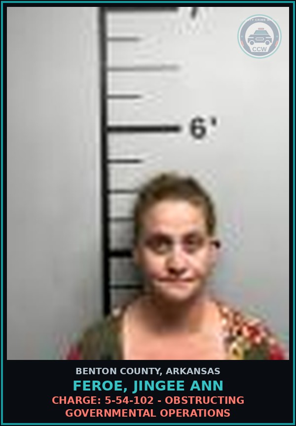 Booking mugshot of Feroe, Jingee Ann in Benton County
