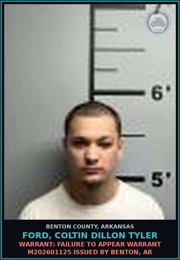 Booking mugshot of Ford, Coltin Dillon Tyler in Benton County