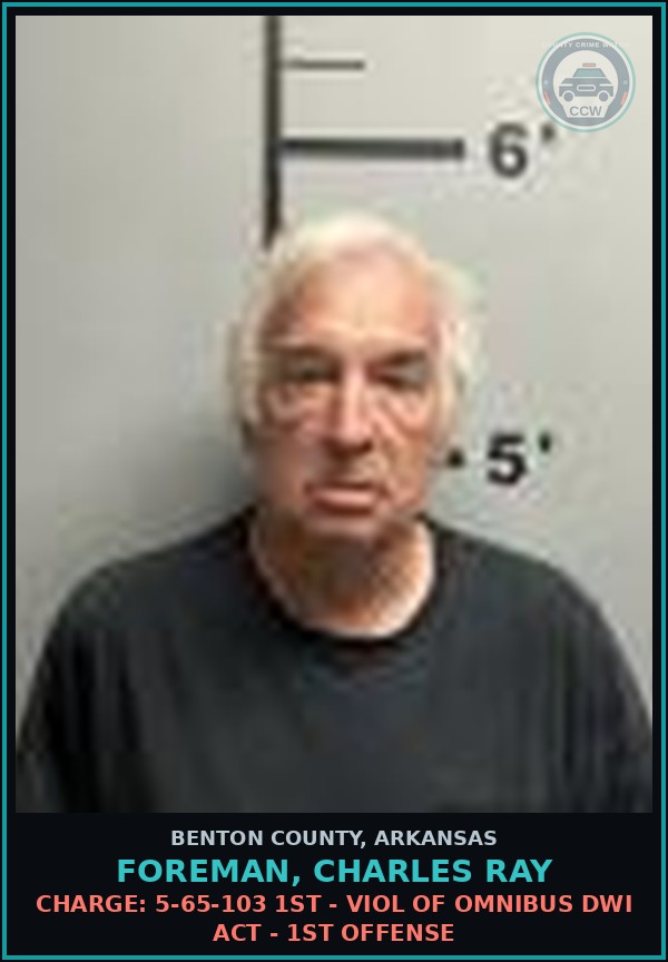 Booking mugshot of Foreman, Charles Ray in Benton County