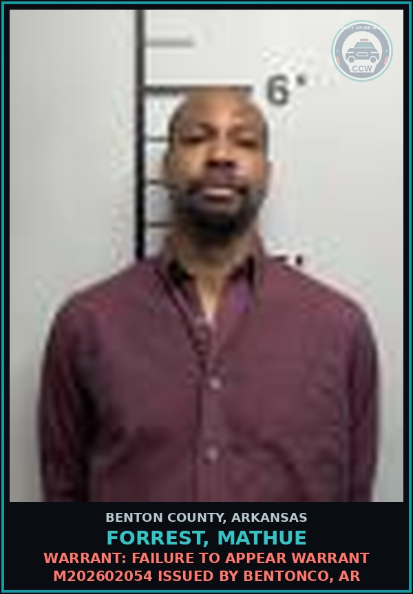 Booking mugshot of Forrest, Mathue in Benton County