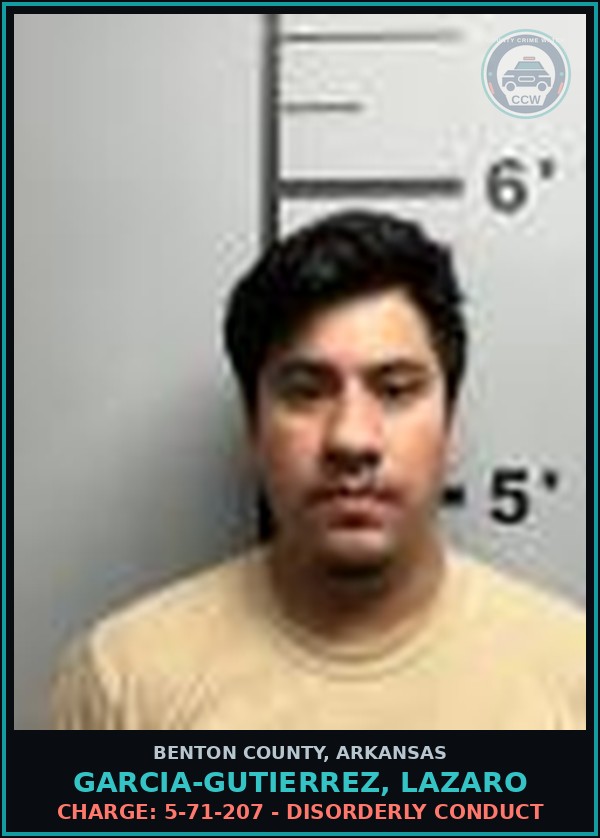 Booking mugshot of Garcia-Gutierrez, Lazaro in Benton County