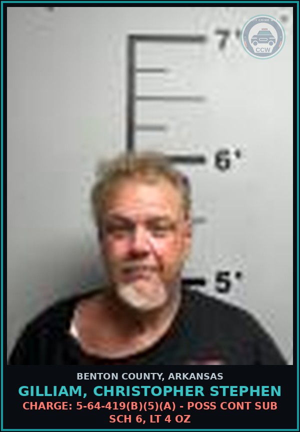 Booking mugshot of Gilliam, Christopher Stephen in Benton County