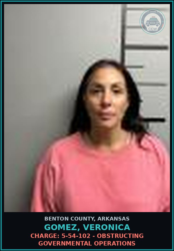 Booking mugshot of Gomez, Veronica in Benton County