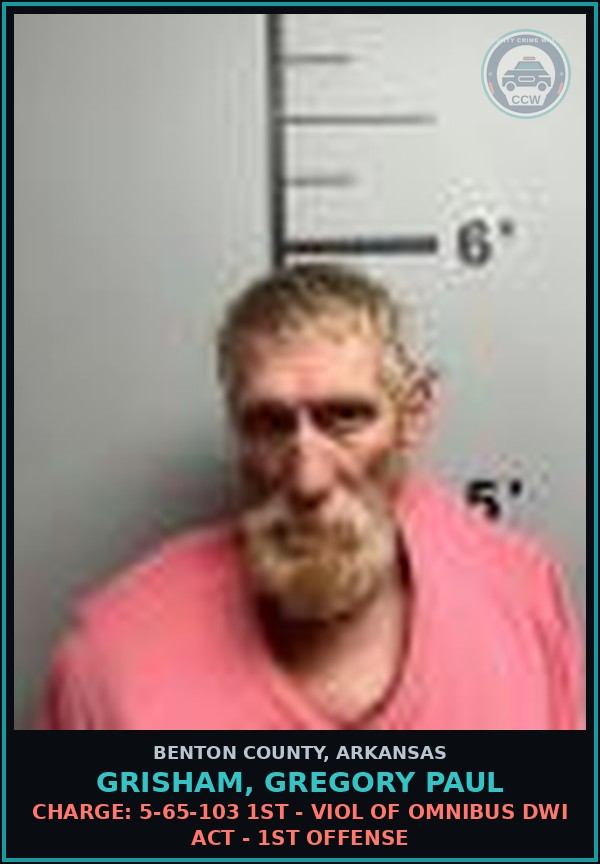 Booking mugshot of Grisham, Gregory Paul in Benton County
