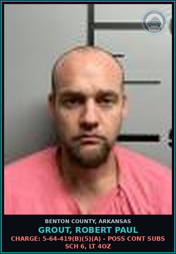 Booking mugshot of Grout, Robert Paul in Benton County