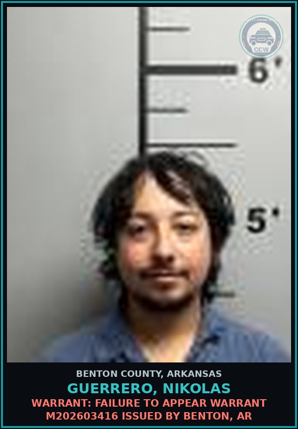 Booking mugshot of Guerrero, Nikolas in Benton County