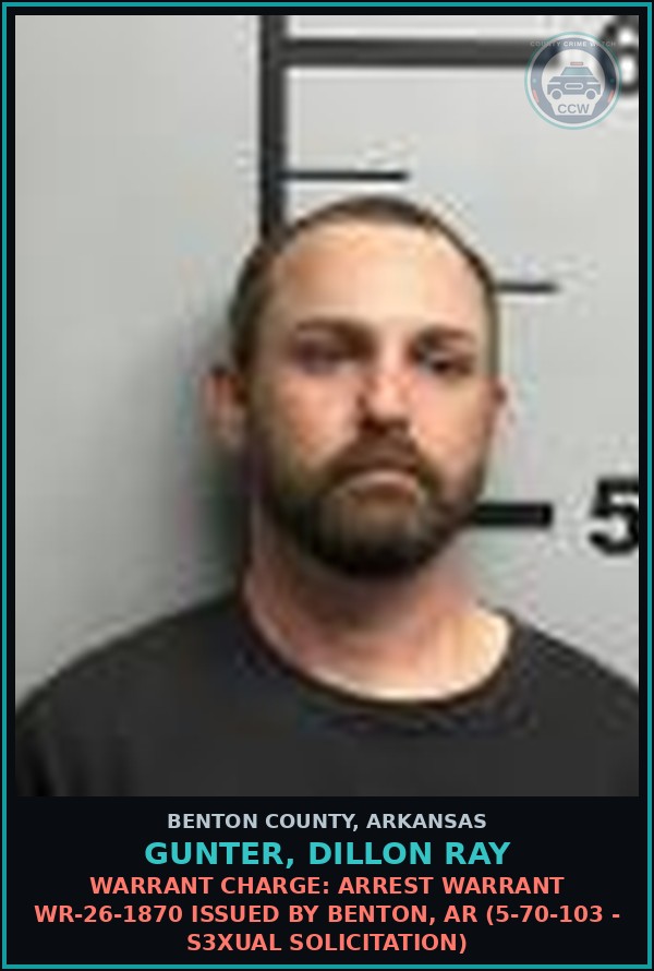 Booking mugshot of Gunter, Dillon Ray in Benton County