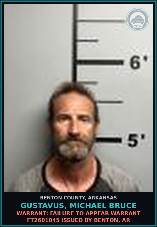 Booking mugshot of Gustavus, Michael Bruce in Benton County