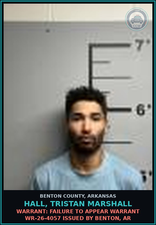 Booking mugshot of Hall, Tristan Marshall in Benton County