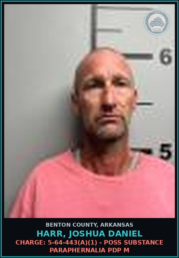 Booking mugshot of Harr, Joshua Daniel in Benton County