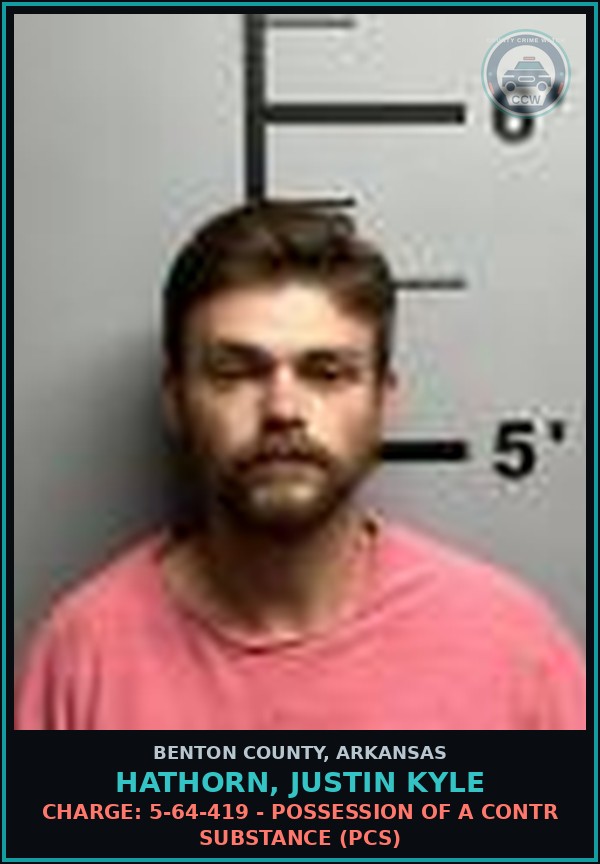 Booking mugshot of Hathorn, Justin Kyle in Benton County