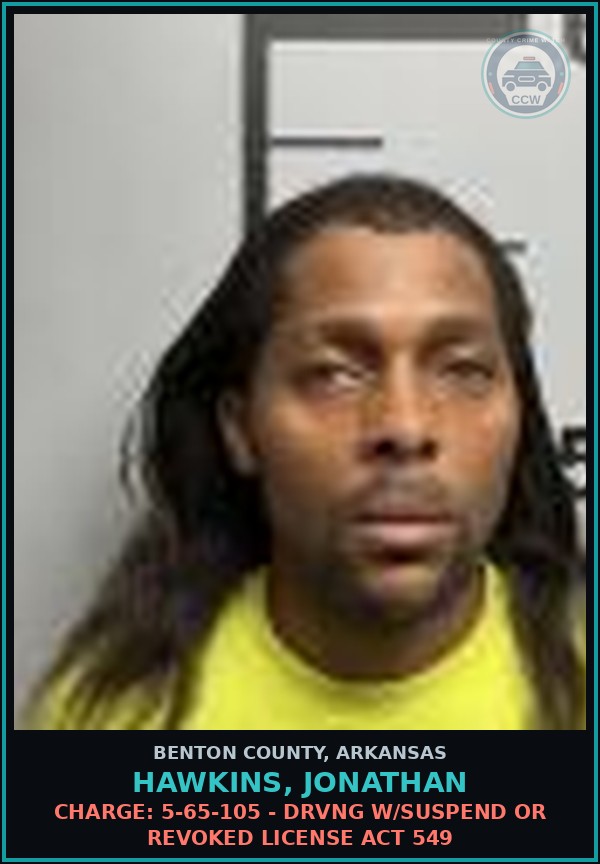 Booking mugshot of Hawkins, Jonathan in Benton County