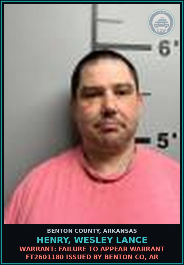 Booking mugshot of Henry, Wesley Lance in Benton County
