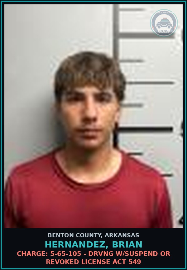 Booking mugshot of Hernandez, Brian in Benton County