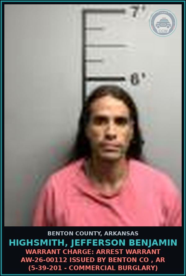 Booking mugshot of Highsmith, Jefferson Benjamin in Benton County