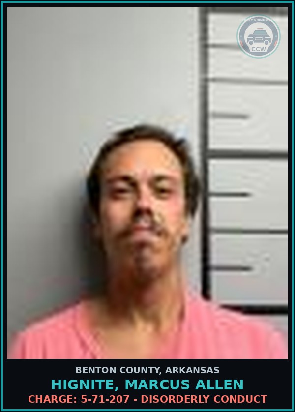 Booking mugshot of Hignite, Marcus Allen in Benton County