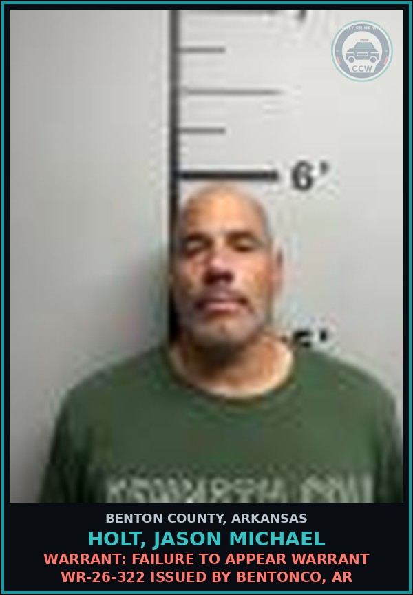 Booking mugshot of Holt, Jason Michael in Benton County