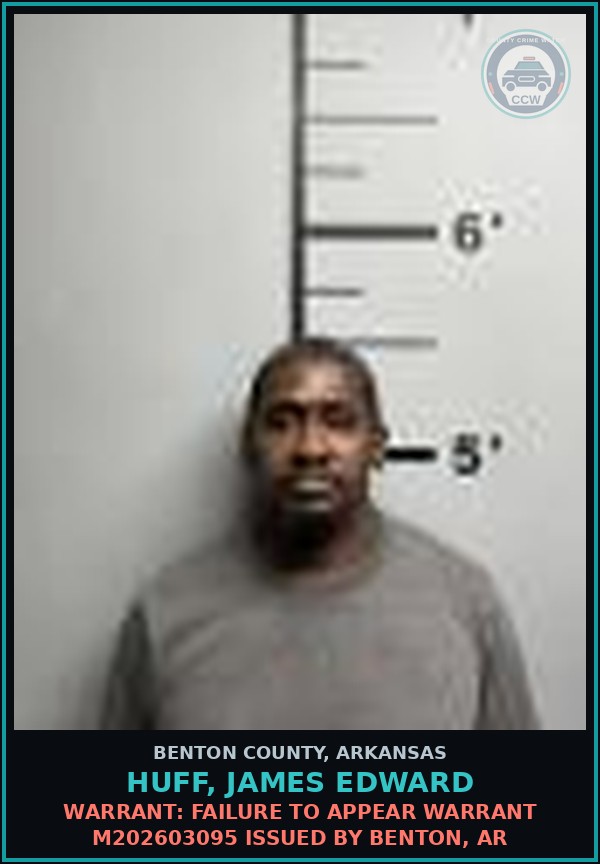 Booking mugshot of Huff, James Edward in Benton County