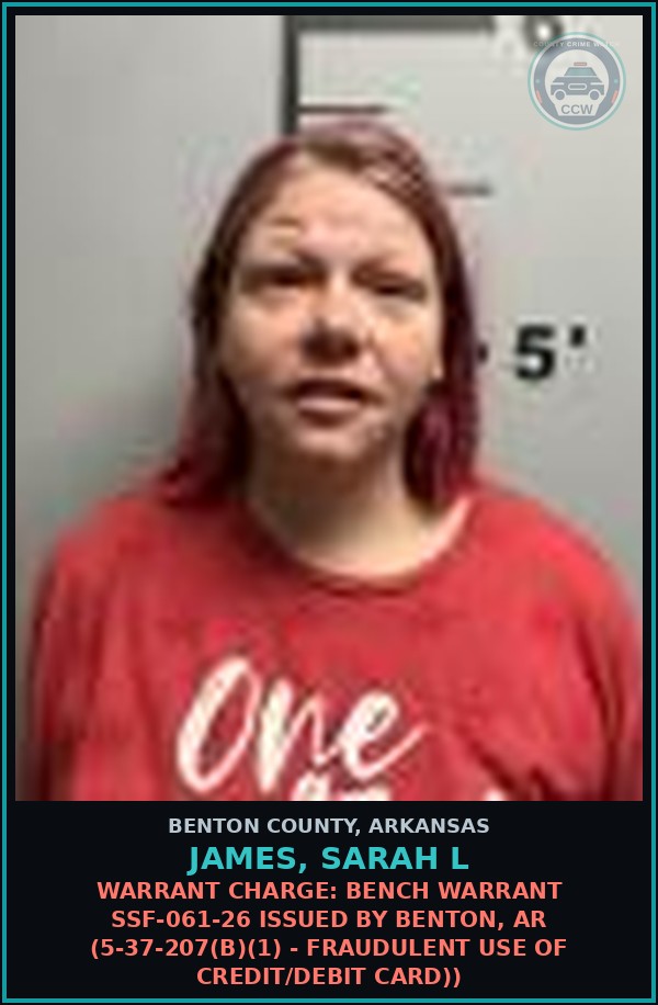 Booking mugshot of James, Sarah L in Benton County