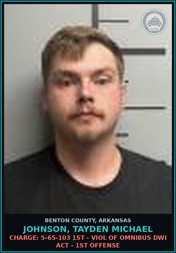 Booking mugshot of Johnson, Tayden Michael in Benton County