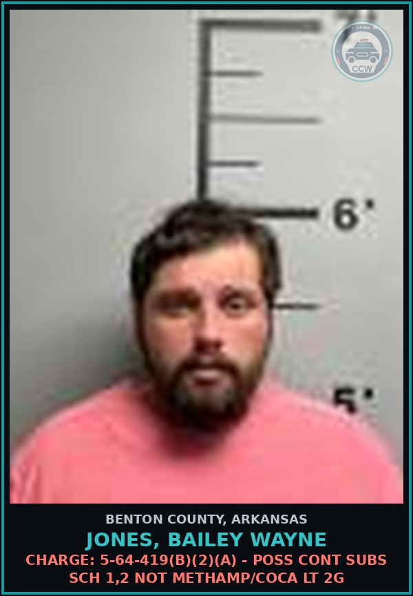 Booking mugshot of Jones, Bailey Wayne in Benton County