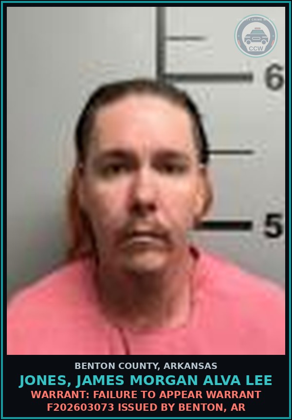 Booking mugshot of Jones, James Morgan Alva Lee in Benton County