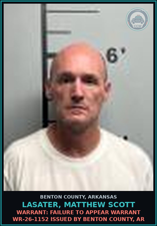 Booking mugshot of Lasater, Matthew Scott in Benton County