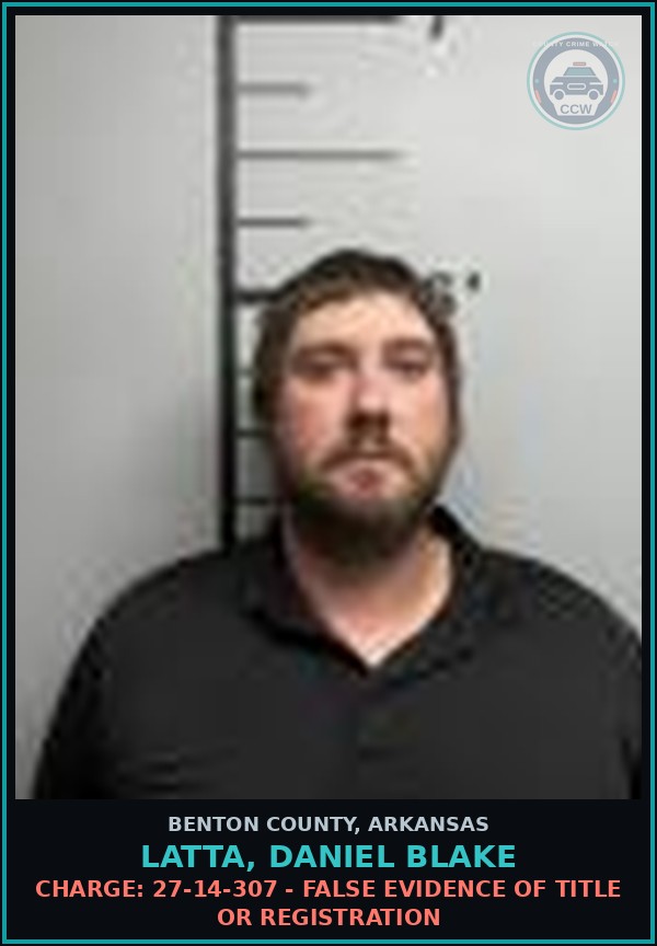 Booking mugshot of Latta, Daniel Blake in Benton County