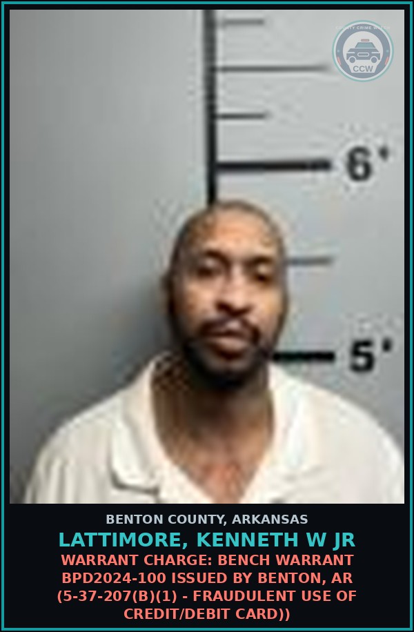Booking mugshot of Lattimore, Kenneth W Jr in Benton County