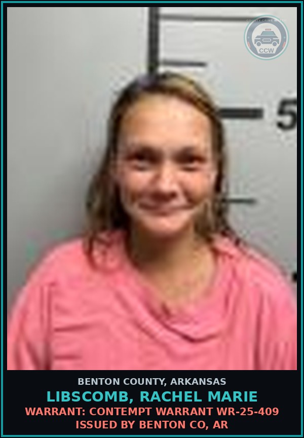Booking mugshot of Libscomb, Rachel Marie in Benton County