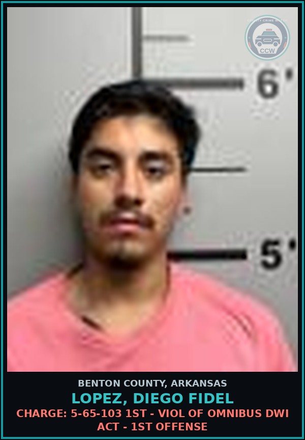 Booking mugshot of Lopez, Diego Fidel in Benton County