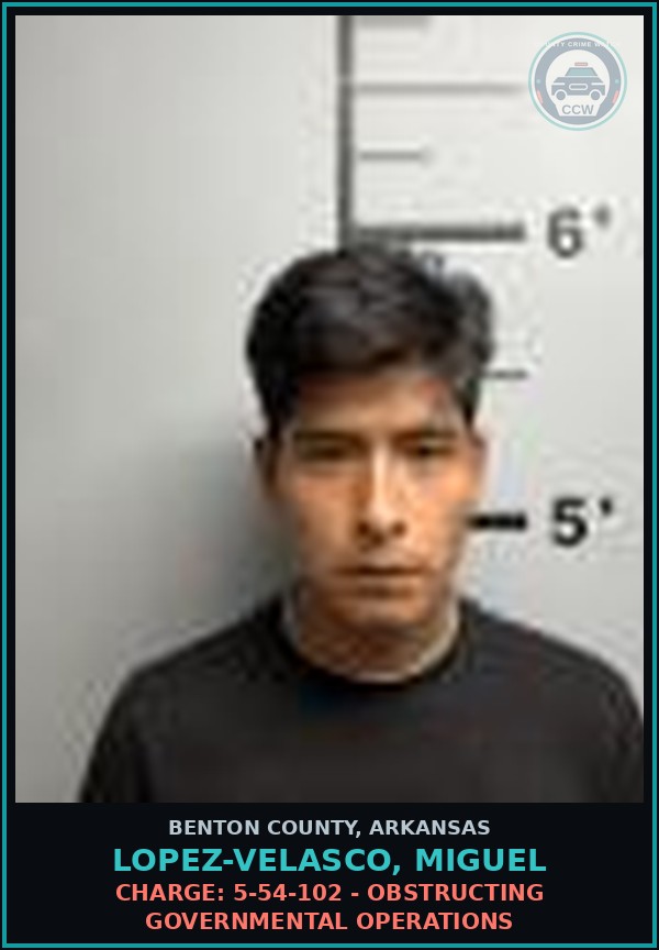 Booking mugshot of Lopez-Velasco, Miguel in Benton County