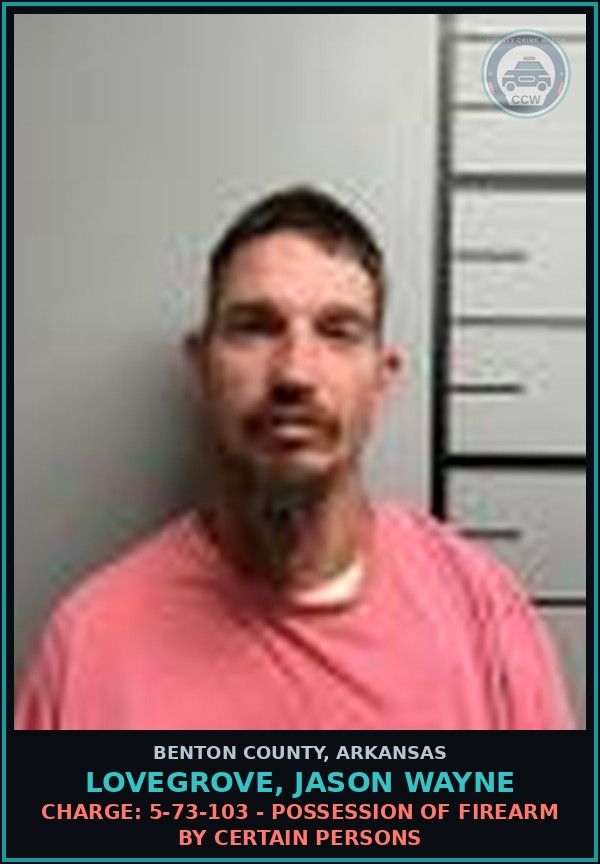 Booking mugshot of Lovegrove, Jason Wayne in Benton County