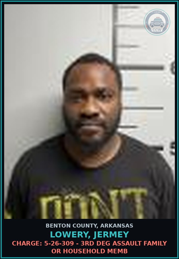 Booking mugshot of Lowery, Jermey in Benton County