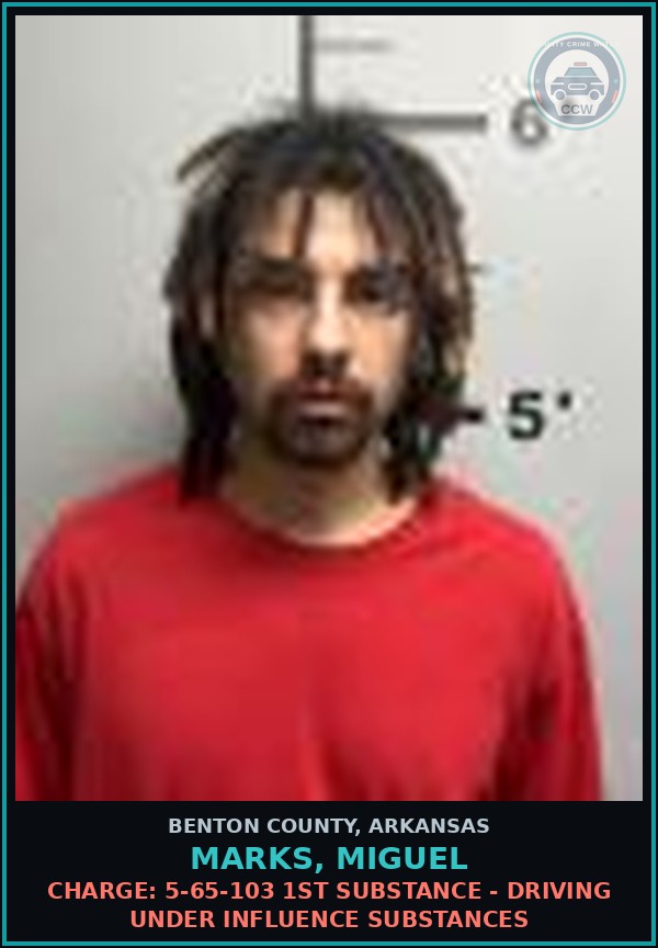 Booking mugshot of Marks, Miguel in Benton County