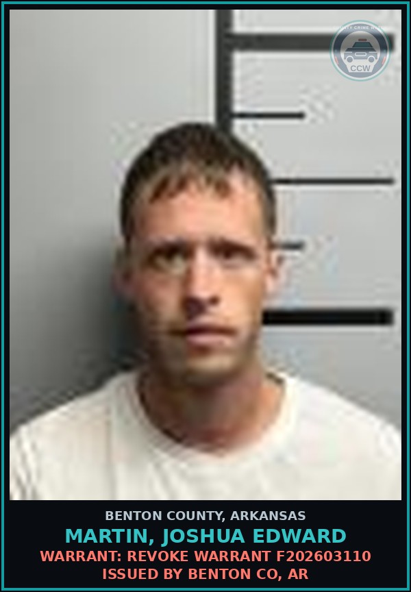 Booking mugshot of Martin, Joshua Edward in Benton County